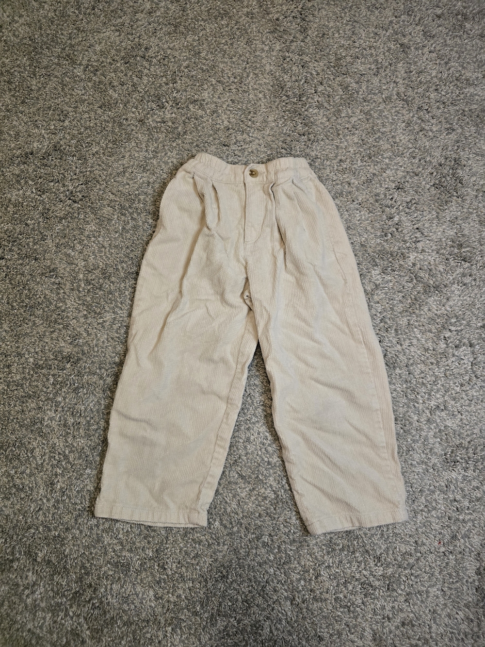 Zara Boy's Cream Corduroy Kids Pants